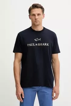Хлопковая футболка Knitwear Paul&Shark, темно-синий
