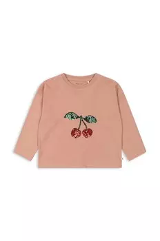 Хлопковая футболка Konges Sljd с длинными рукавами для мальчика/девочки LIN LS TEE GOTS, розовый