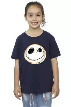 Хлопковая футболка «Кошмар перед Рождеством» с лицом Джека Disney, темно-синий
