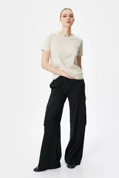 Хлопковая футболка Koton, бежевый