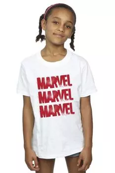 Хлопковая футболка красного цвета с логотипом Marvel, белый