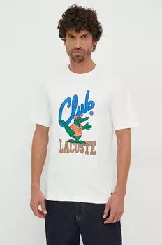 Хлопковая футболка Lacoste, белый