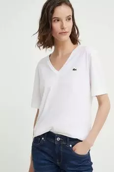 Хлопковая футболка Lacoste, белый