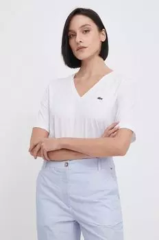 Хлопковая футболка Lacoste, белый