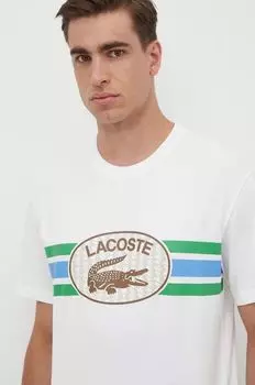 Хлопковая футболка Lacoste, белый