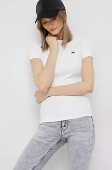 Хлопковая футболка Lacoste, белый