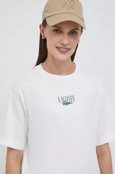 Хлопковая футболка Lacoste, бежевый