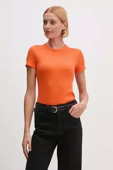 Хлопковая футболка Lacoste, оранжевый