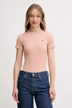 Хлопковая футболка Lacoste, оранжевый