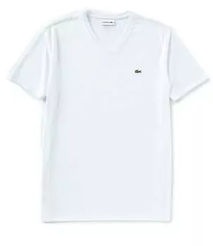 Хлопковая футболка Lacoste Pima с короткими рукавами и v-образным вырезом, белый