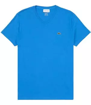 Хлопковая футболка Lacoste Pima с короткими рукавами и v-образным вырезом, мультиколор