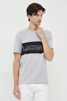 Хлопковая футболка Lacoste, серый