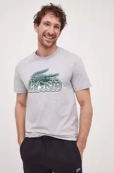 Хлопковая футболка Lacoste, серый