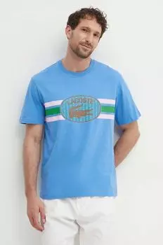Хлопковая футболка Lacoste, синий