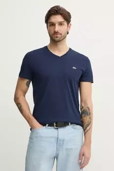 Хлопковая футболка Lacoste, темно-синий