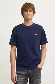 Хлопковая футболка Lacoste, темно-синий