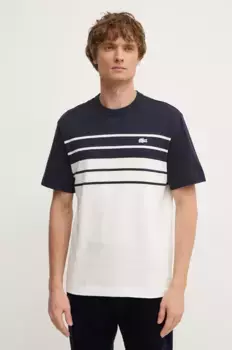 Хлопковая футболка Lacoste, темно-синий