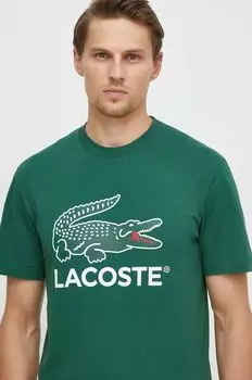 Хлопковая футболка Lacoste, зеленый