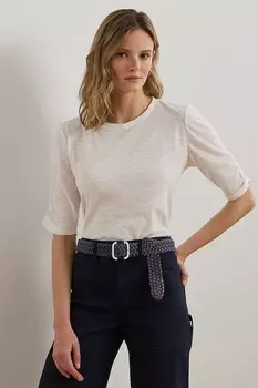 Хлопковая футболка Lauren Ralph Lauren, белый