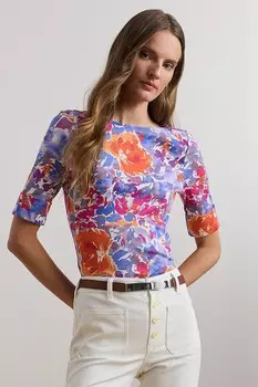 Хлопковая футболка Lauren Ralph Lauren, белый