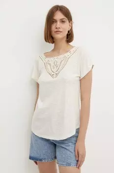 Хлопковая футболка Lauren Ralph Lauren, бежевый