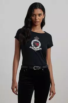 Хлопковая футболка Lauren Ralph Lauren, черный