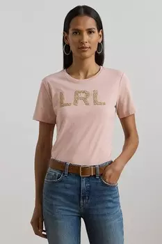 Хлопковая футболка Lauren Ralph Lauren, оранжевый