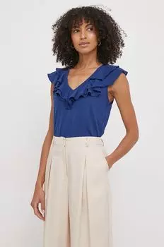 Хлопковая футболка Lauren Ralph Lauren, темно-синий