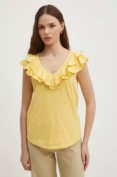 Хлопковая футболка Lauren Ralph Lauren, желтый