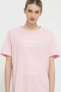 Хлопковая футболка LEAH Guess, розовый
