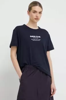 Хлопковая футболка LEAH Guess, темно-синий