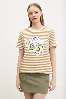 Хлопковая футболка LEMON Desigual, бежевый