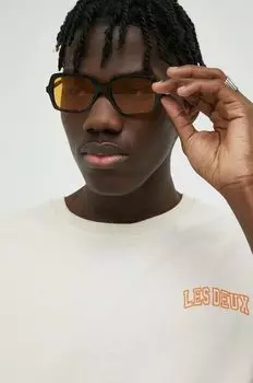 Хлопковая футболка Les Deux, бежевый