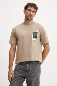 Хлопковая футболка Les Deux, бежевый