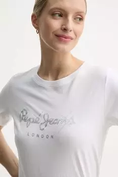 Хлопковая футболка LETICIA Pepe Jeans, белый
