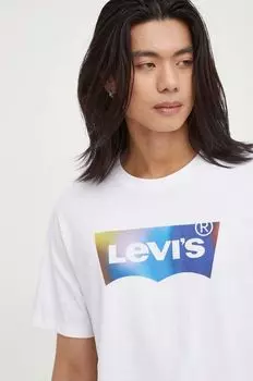 Хлопковая футболка Levi's, белый