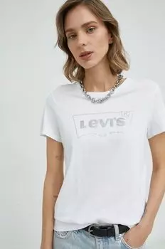Хлопковая футболка Levi's, белый
