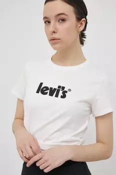 Хлопковая футболка Levi's, белый