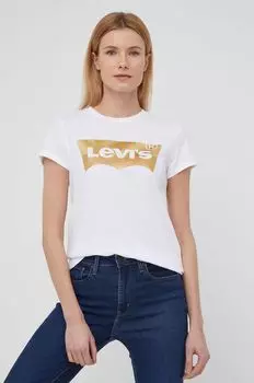 Хлопковая футболка Levi's, белый