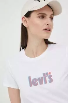 Хлопковая футболка Levi's, белый