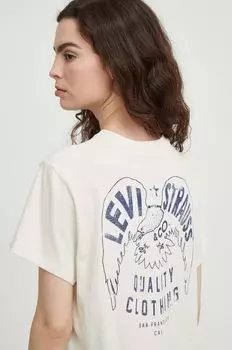 Хлопковая футболка Levi's, бежевый