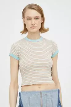 Хлопковая футболка Levi's, бежевый