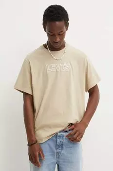 Хлопковая футболка Levi's, бежевый
