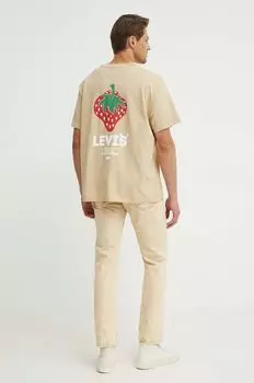 Хлопковая футболка Levi's, бежевый