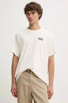 Хлопковая футболка Levi's, бежевый
