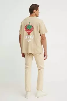 Хлопковая футболка Levi's, бежевый