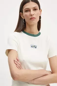 Хлопковая футболка Levi's, бежевый