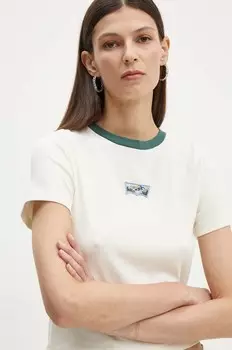 Хлопковая футболка Levi's, бежевый