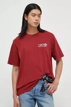 Хлопковая футболка Levi's, бордовый