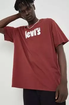 Хлопковая футболка Levi's, бордовый